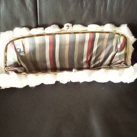 VTG Rabbit Fur Scarf/  VTG Long White Gloves/ HL Fur Clutch - Picture 5 of 9